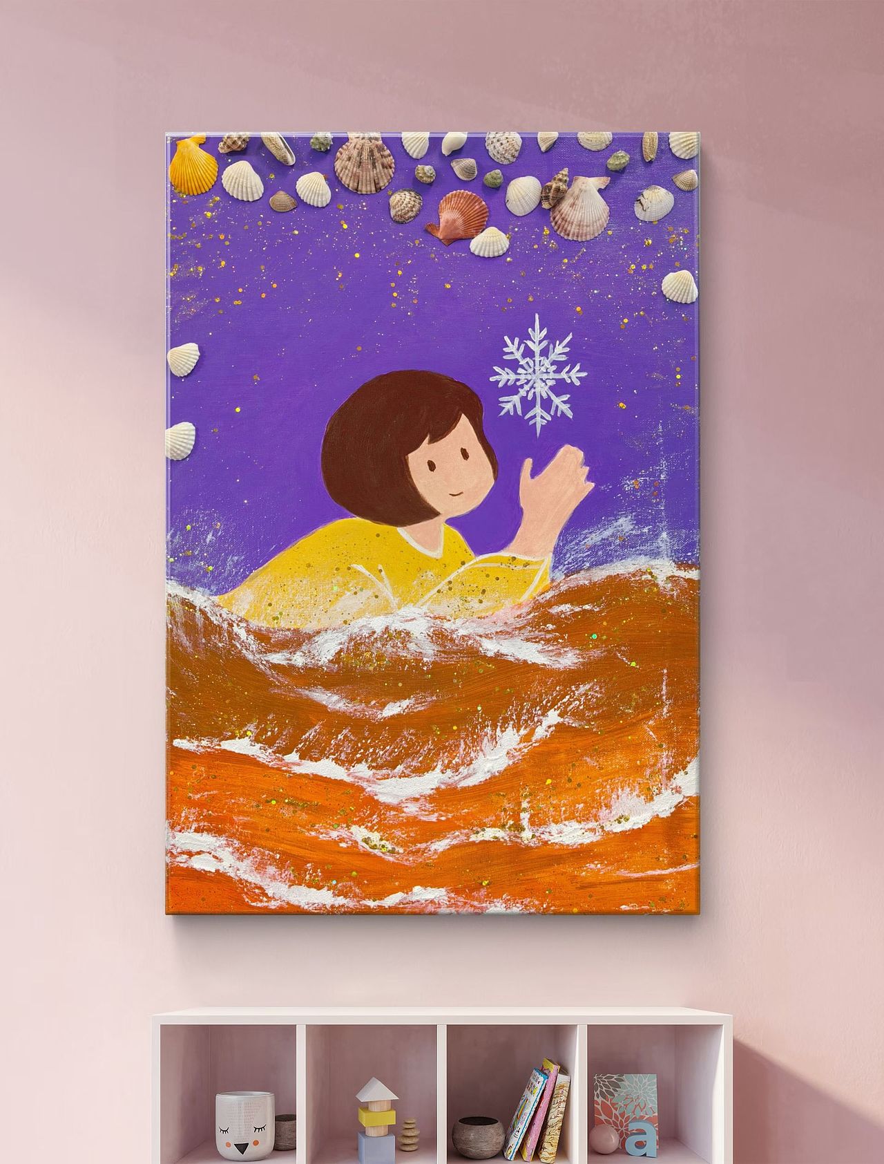 我的原创插画《小女孩.雪花》