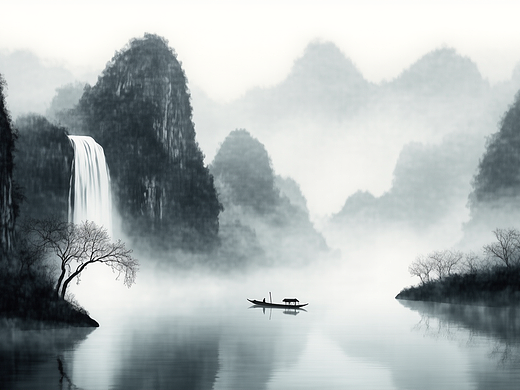AI创作-水墨山水风光