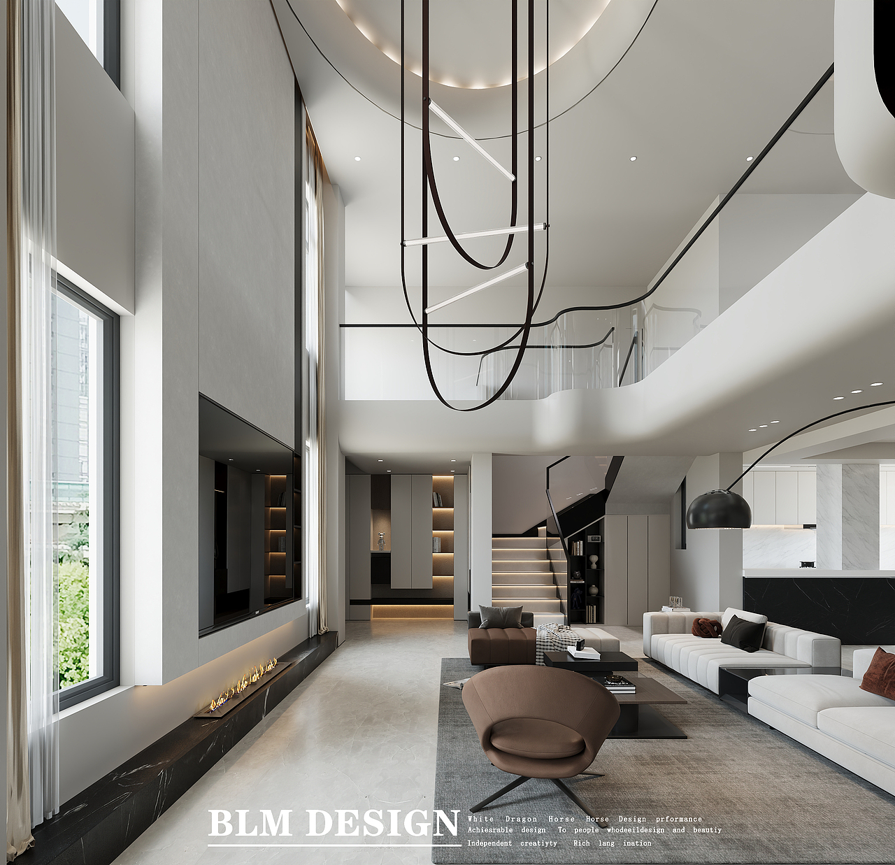现代别墅设计案例分享—白龙马效果图