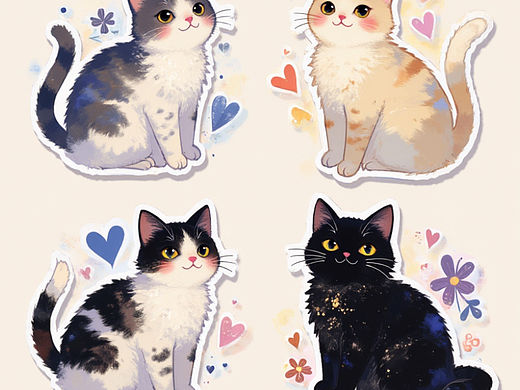 卡通可爱猫咪贴纸