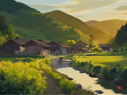 过程｜用宫崎骏的温柔笔触，画一幅中国乡村小景