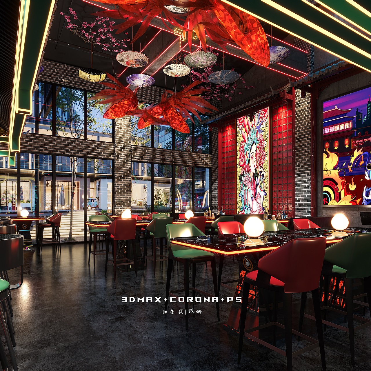 国潮酒吧（图ZMzkzNzg3NjUy） - 酒店餐饮设计 - 站酷设计师星夜设计原创素材 - 站酷ZCOOL