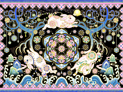 珐琅器玉兔插画