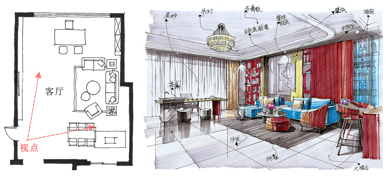 室内设计手绘表现技法（图ZMzkzODI2MTk2） - 其他空间 - 站酷设计师攻克先生代光钢原创素材 - 站酷ZCOOL