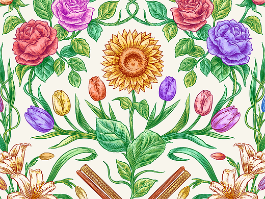 原创插画|荷兰花海