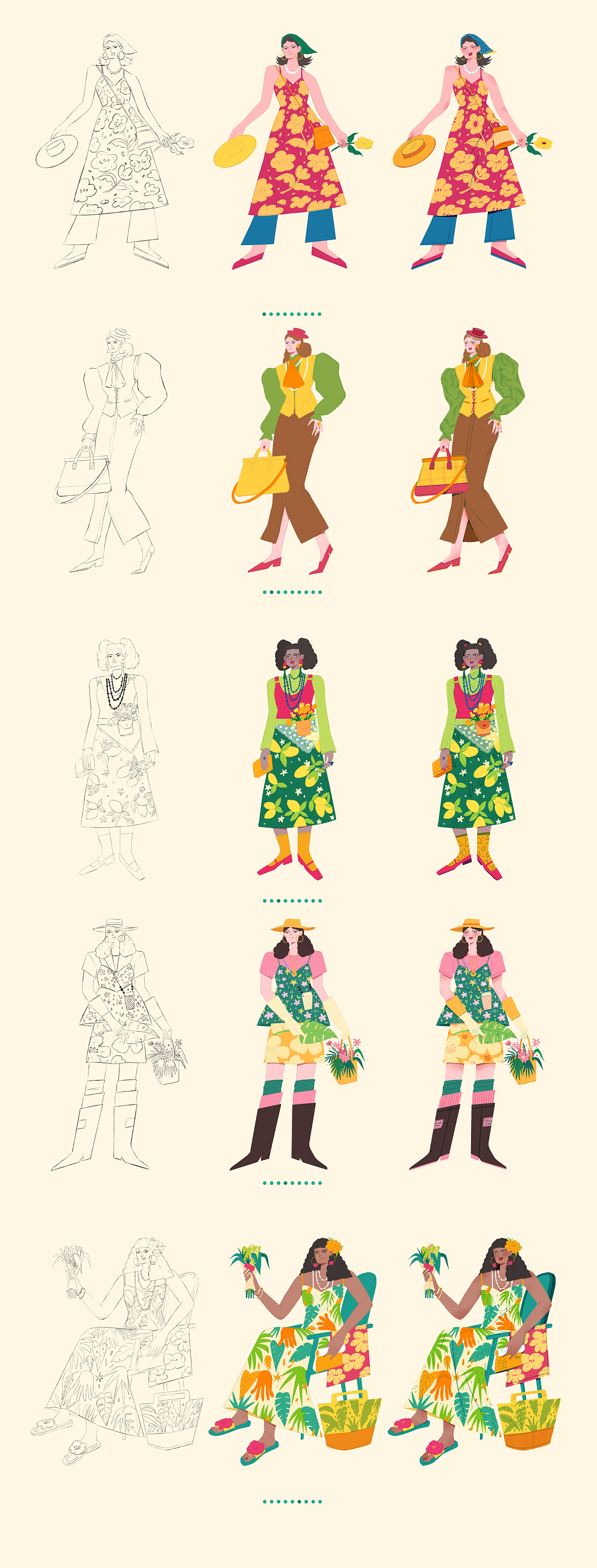 夏日来信--十三期业余的人物插画九宫格