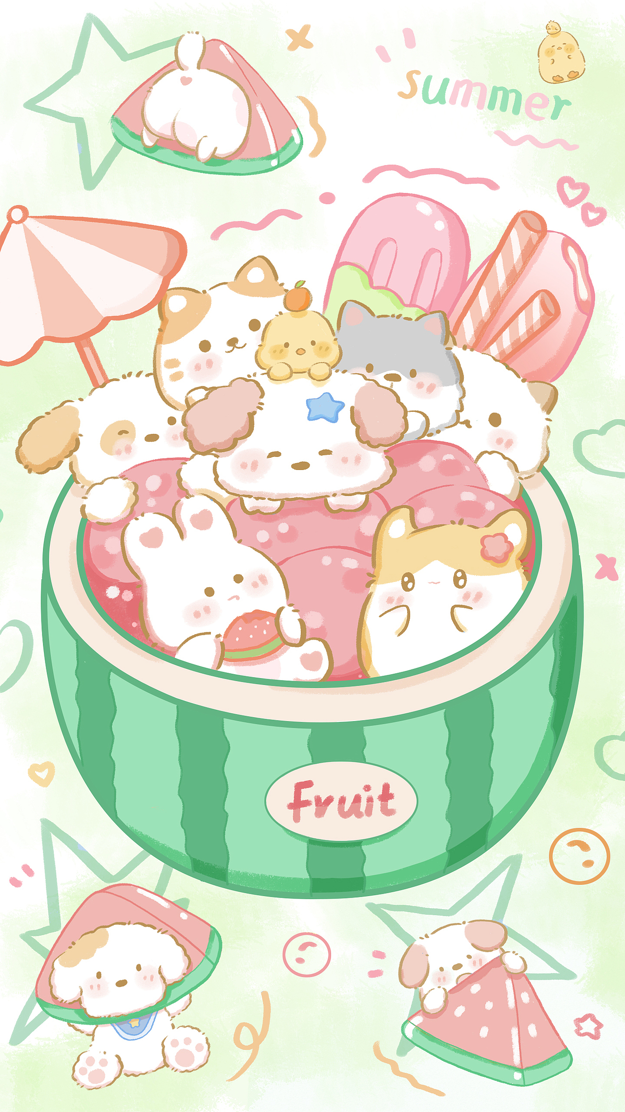 西瓜味的夏天（图ZMzkzOTAwODcy） - 儿童插画 - 站酷设计师涌儿大瘦子原创素材 - 站酷ZCOOL