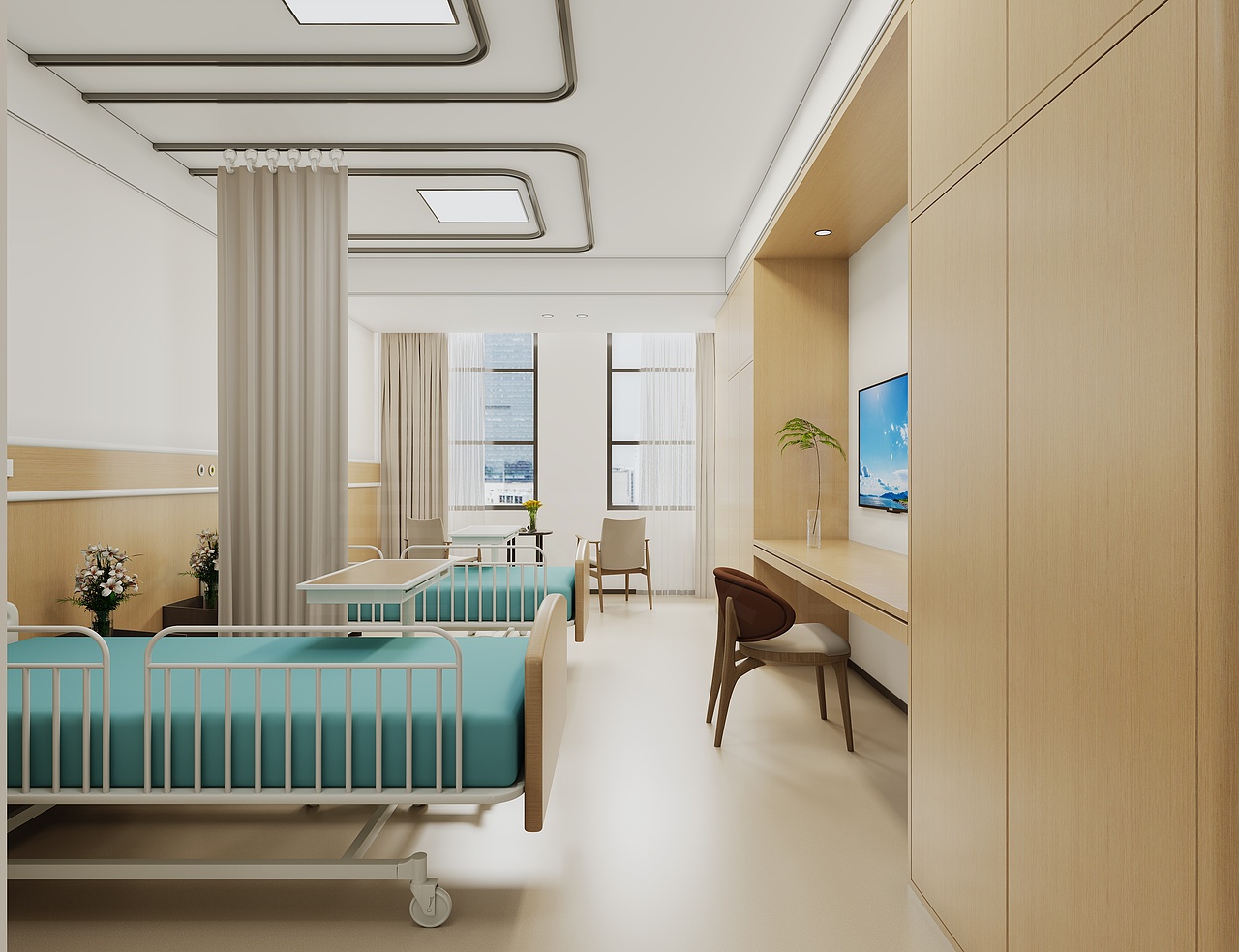 使用原木色调 以环保健康为主的医院