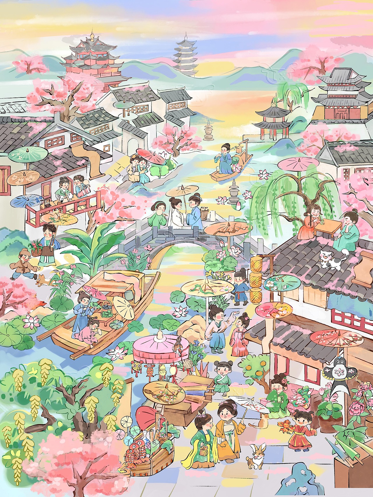 六大古城场景插画（图ZMzkzOTY0NjE2） - 创作习作 - 站酷设计师画画的卢西原创素材 - 站酷ZCOOL
