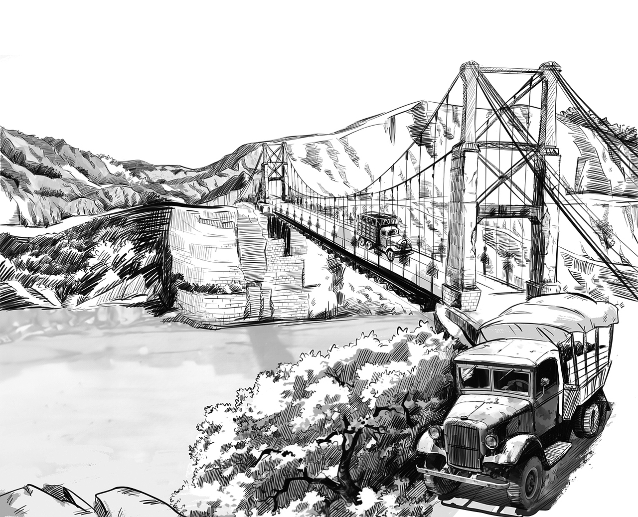 绘制小说《夏归》封面、内页插图