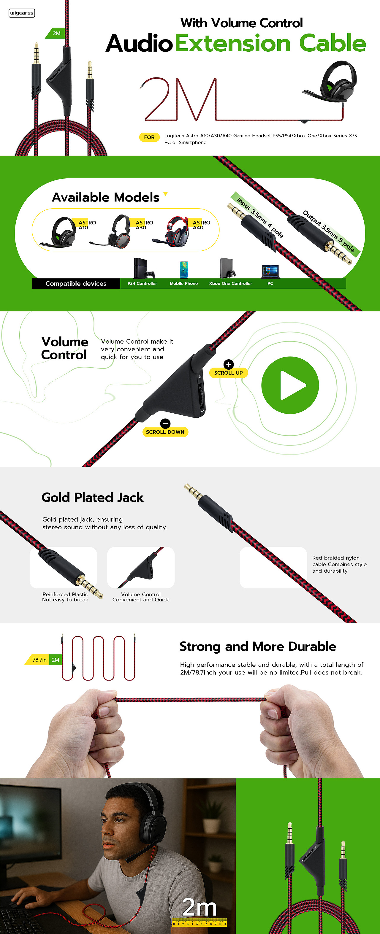 亚马逊A+,耳机延长线