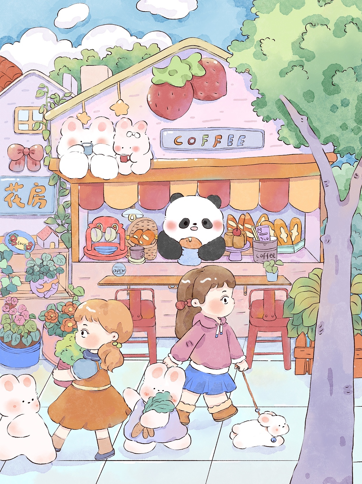 街边咖啡店（图ZMzk0MDMxOTIw） - 商业插画 - 站酷设计师画画的titi原创素材 - 站酷ZCOOL