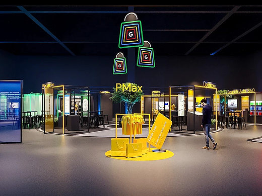 商场3D店铺场景科技感展厅智能空间布局排版美陈设计