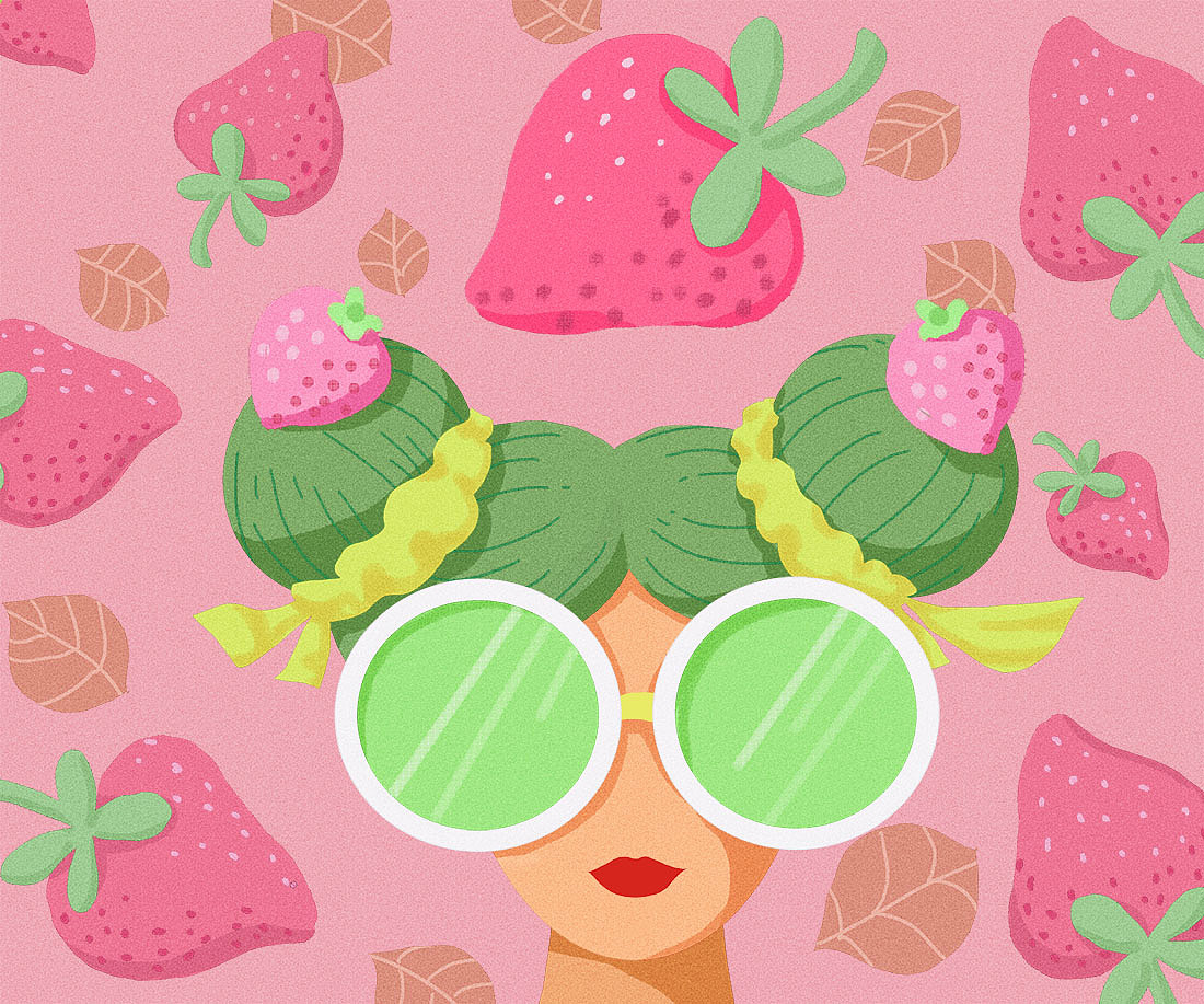 时尚少女包装文创插画