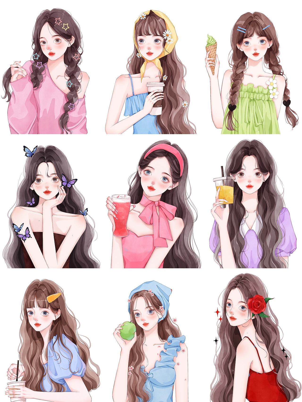 少女合集（图ZMzk0MTA3MDY4） - 商业插画 - 站酷设计师张小慈原创素材 - 站酷ZCOOL