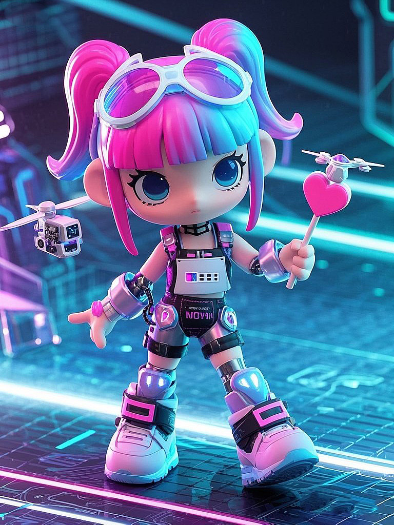 赛博朋克风,小手办,3d建模