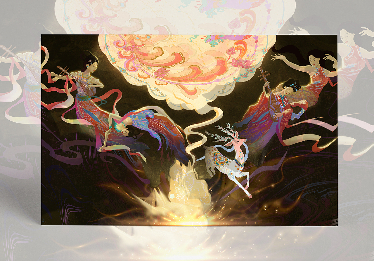 《敦煌幻夜·飞天逐梦》——数字岩彩下的千年壁画新生