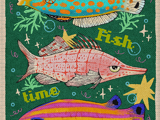 小花浪 X 摸鱼事务所系列插画🐟
