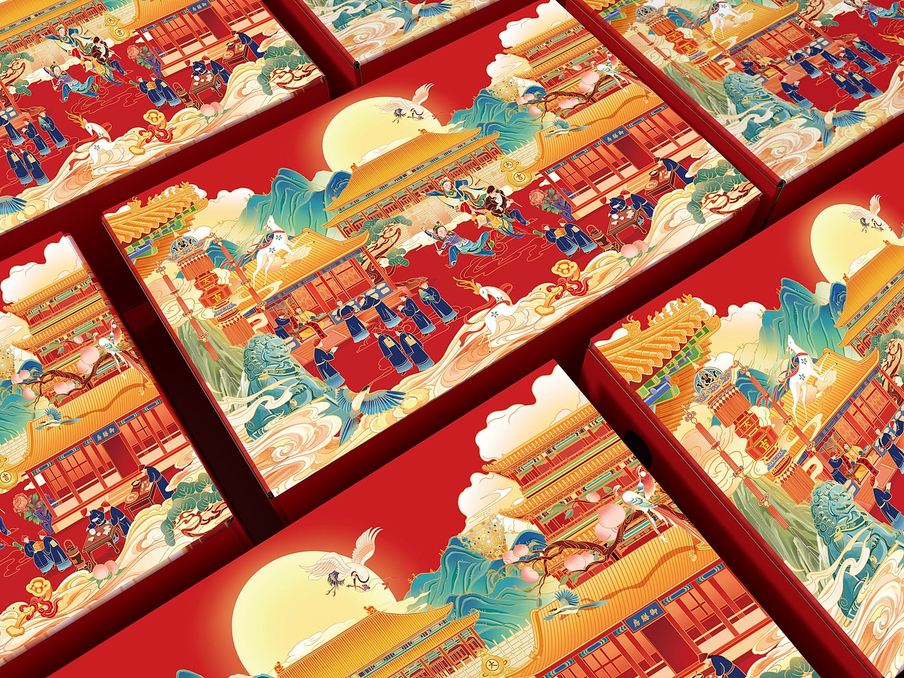 【宫礼】新年故宫文创商业主视觉礼盒包装插画（图ZMzk0MjQzMTc2） - 商业插画 - 站酷设计师南小笙原创素材 - 站酷ZCOOL