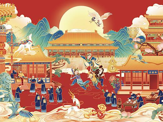 【宫礼】新年故宫文创商业主视觉礼盒包装插画