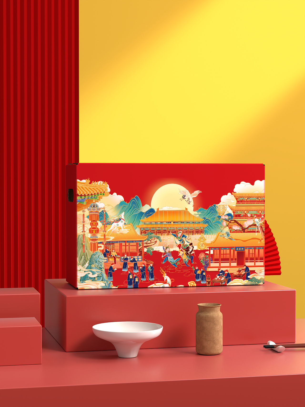【宫礼】新年故宫文创商业主视觉礼盒包装插画（图ZMzk0MjQzMTg4） - 商业插画 - 站酷设计师南小笙原创素材 - 站酷ZCOOL