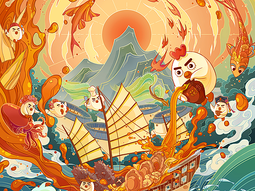 饮食山海 | 福建饮食文化·商业插画