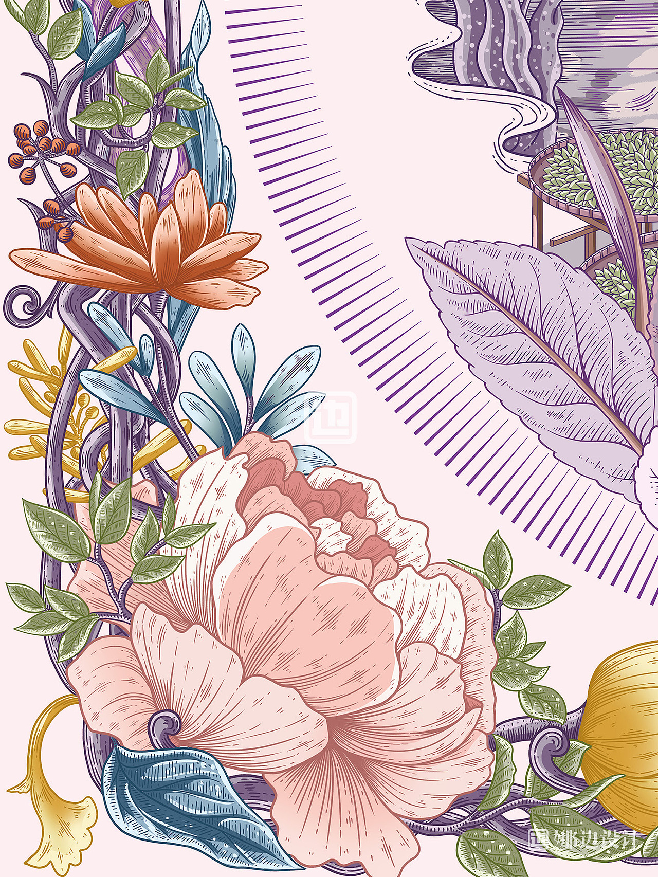 云雾之上茶人插画设计（图ZMzk0MzIwNDky） - 商业插画 - 站酷设计师娜边原创素材 - 站酷ZCOOL