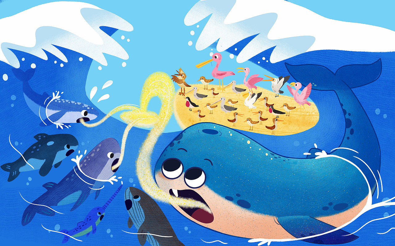 鲸鱼和小鹬鸟（图ZMzk0MzI2NDQ0） - 绘本 - 站酷设计师清饫原创素材 - 站酷ZCOOL