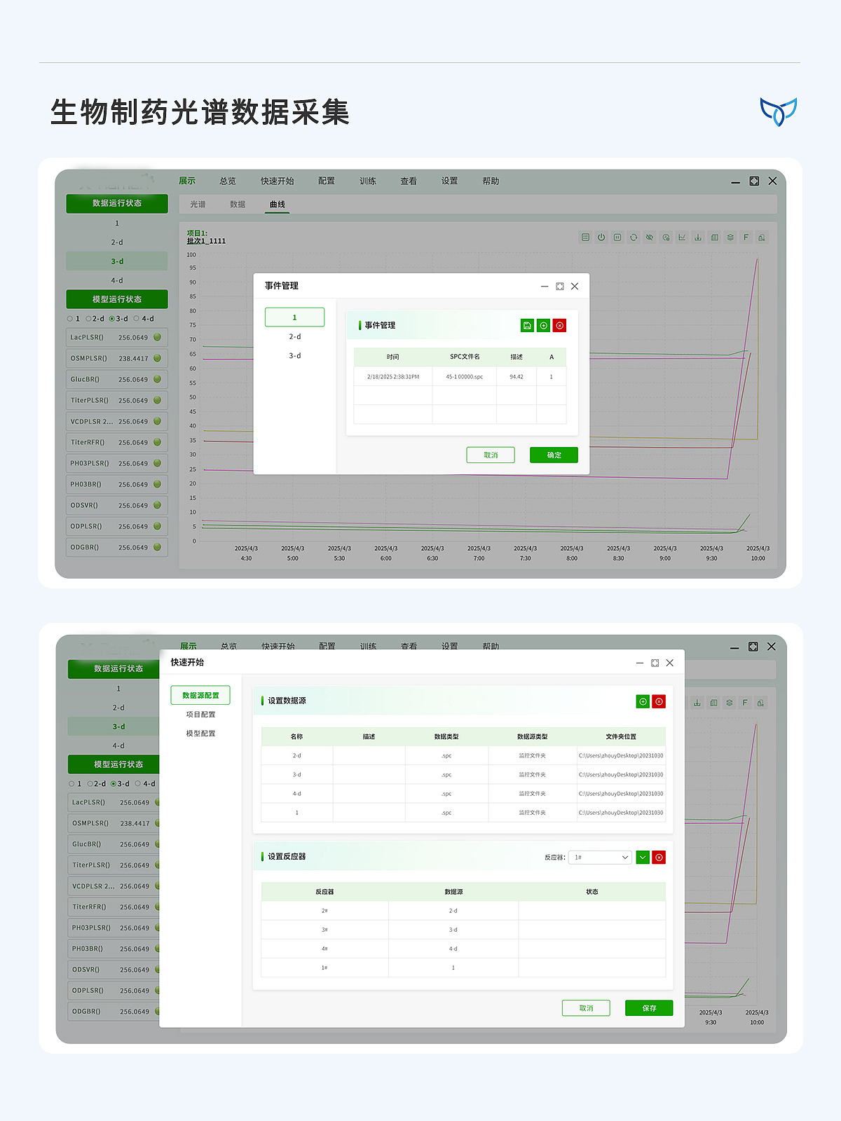 生物医药光谱数据采集反应控制检测仪器软件界面UI设计