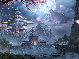 玄幻中国风场景气氛图设计-《夜访落云宗》