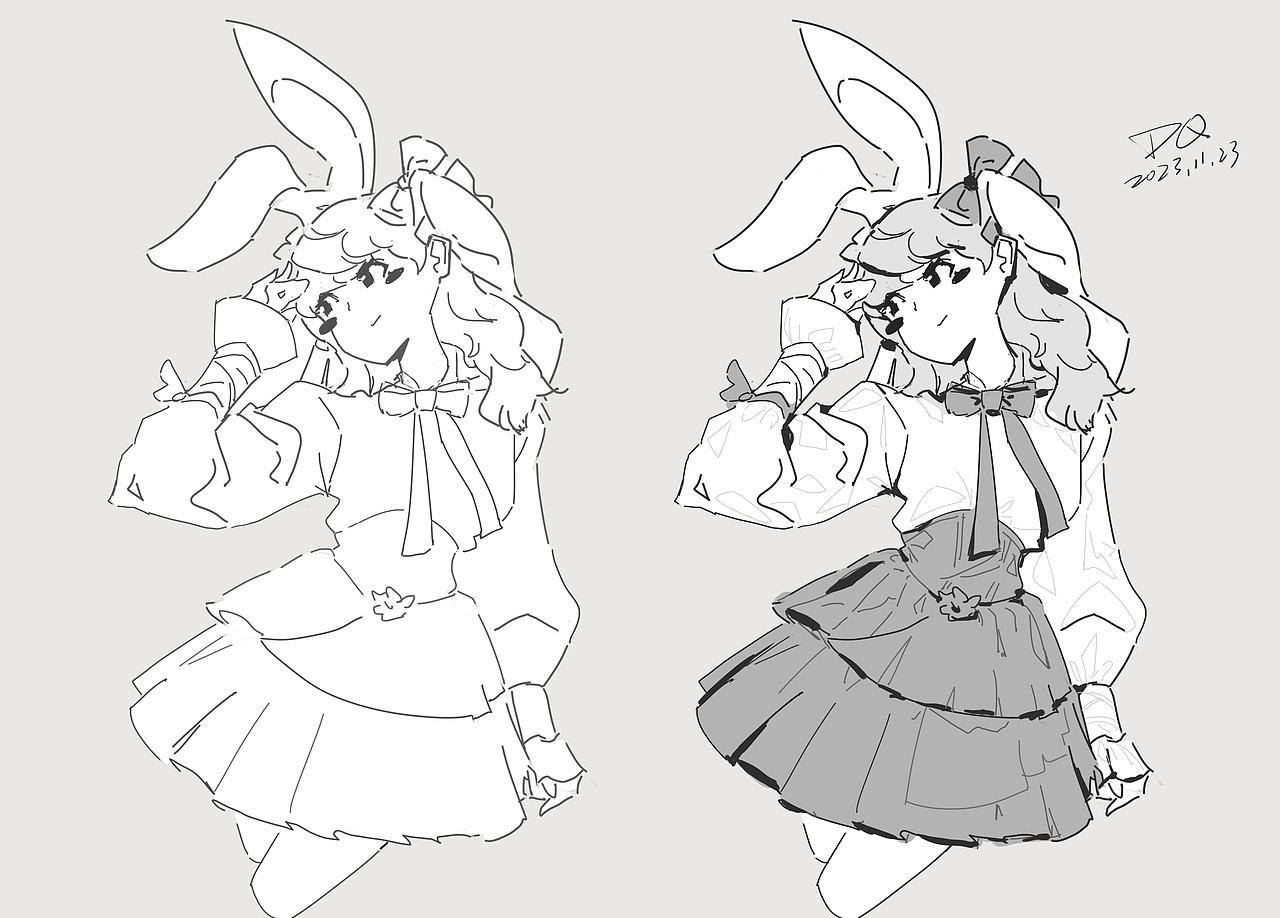 DQ二次元美少女速写（图ZMzk0Mzg0MTc2） - 绘画 - 站酷设计师DQrabbit原创素材 - 站酷ZCOOL