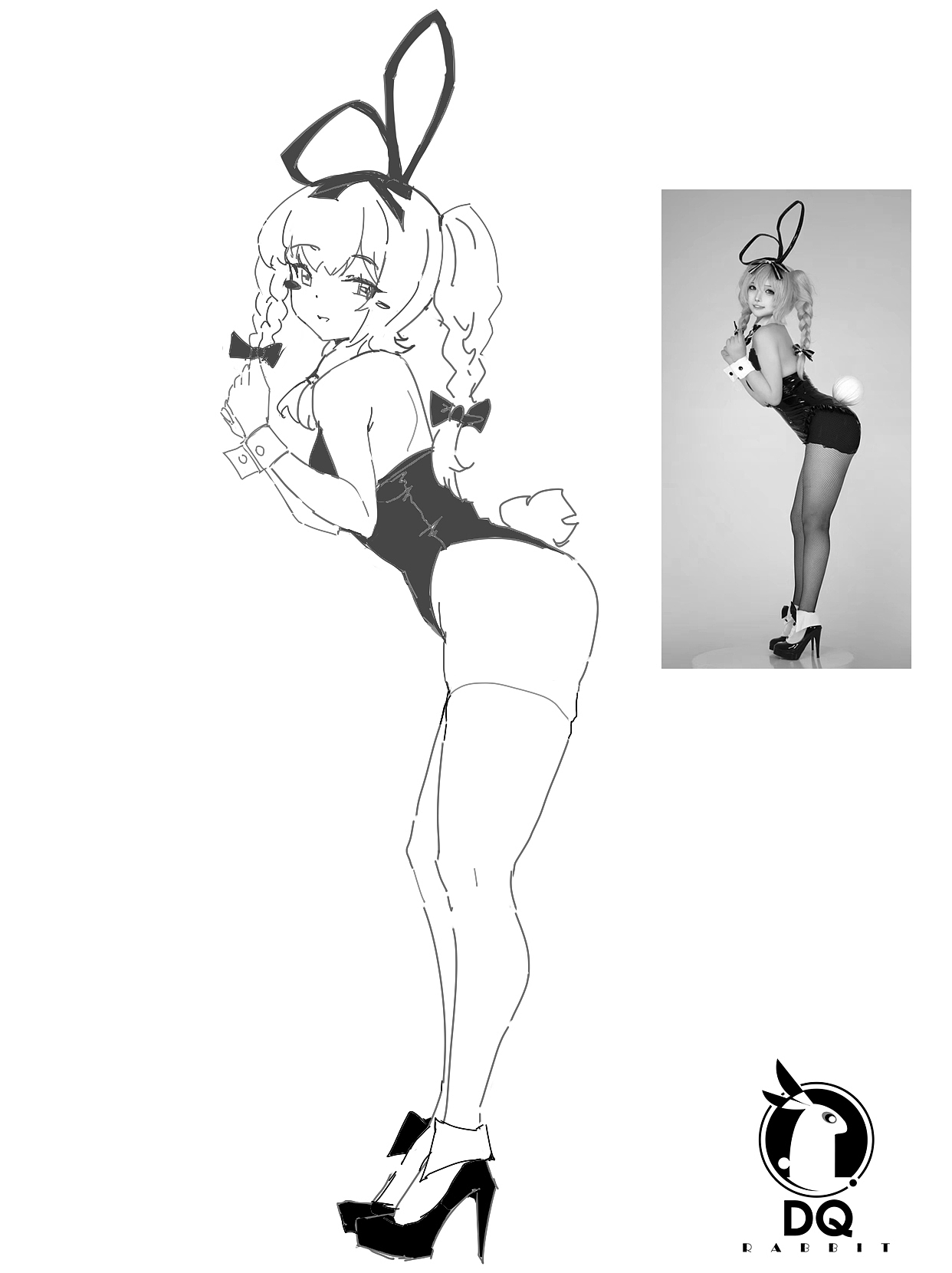 DQ二次元美少女速写（图ZMzk0Mzg0MzQ0） - 绘画 - 站酷设计师DQrabbit原创素材 - 站酷ZCOOL