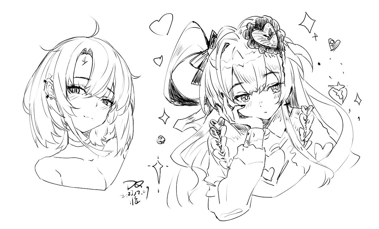 DQ二次元美少女速写（图ZMzk0Mzg0NDI0） - 绘画 - 站酷设计师DQrabbit原创素材 - 站酷ZCOOL