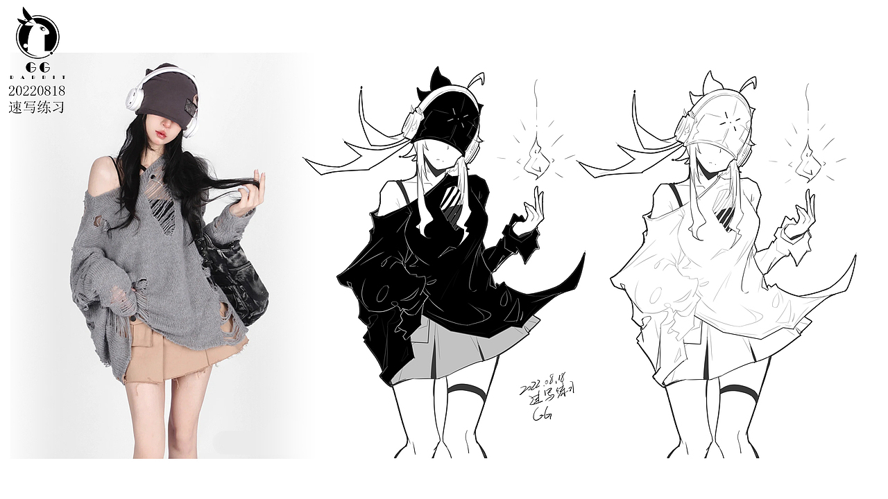 DQ二次元美少女速写（图ZMzk0Mzg0NDg4） - 绘画 - 站酷设计师DQrabbit原创素材 - 站酷ZCOOL