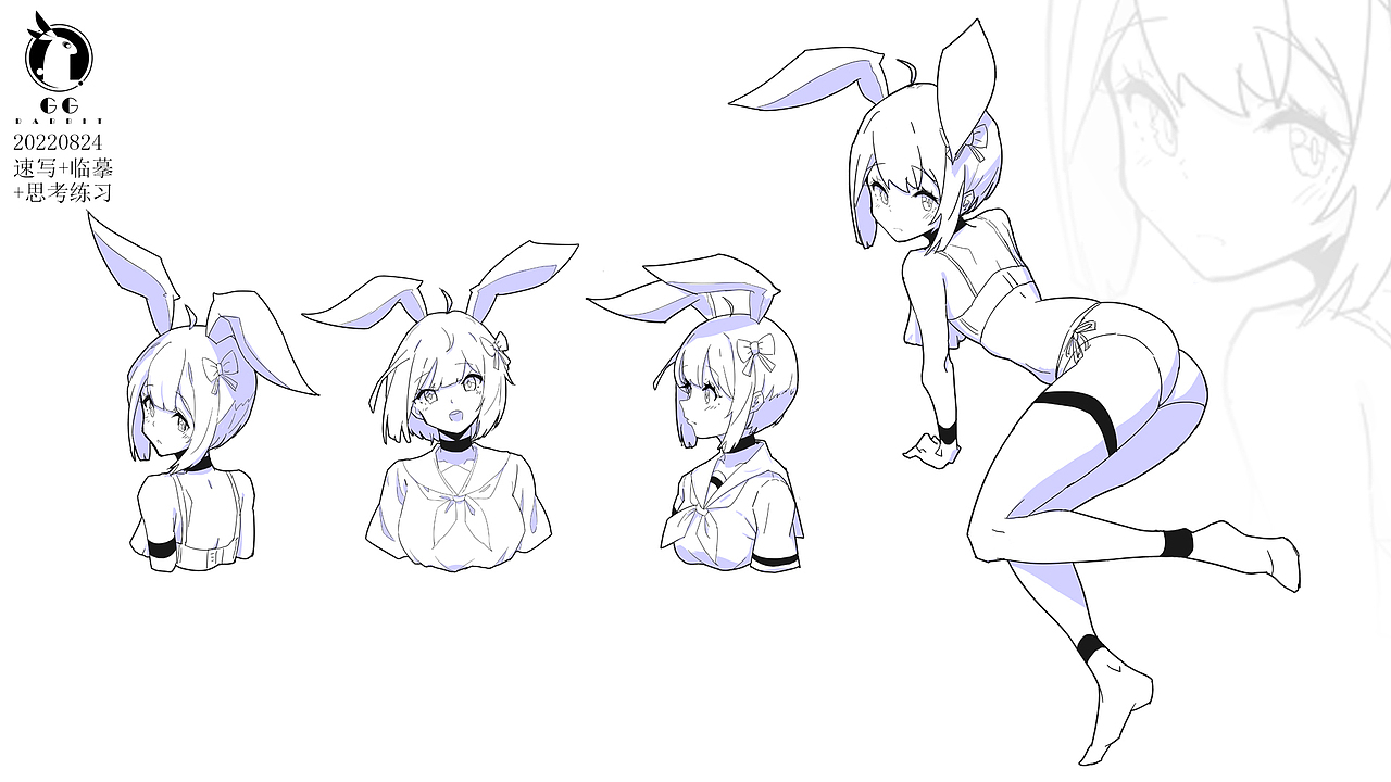 DQ二次元美少女速写（图ZMzk0Mzg0NTAw） - 绘画 - 站酷设计师DQrabbit原创素材 - 站酷ZCOOL