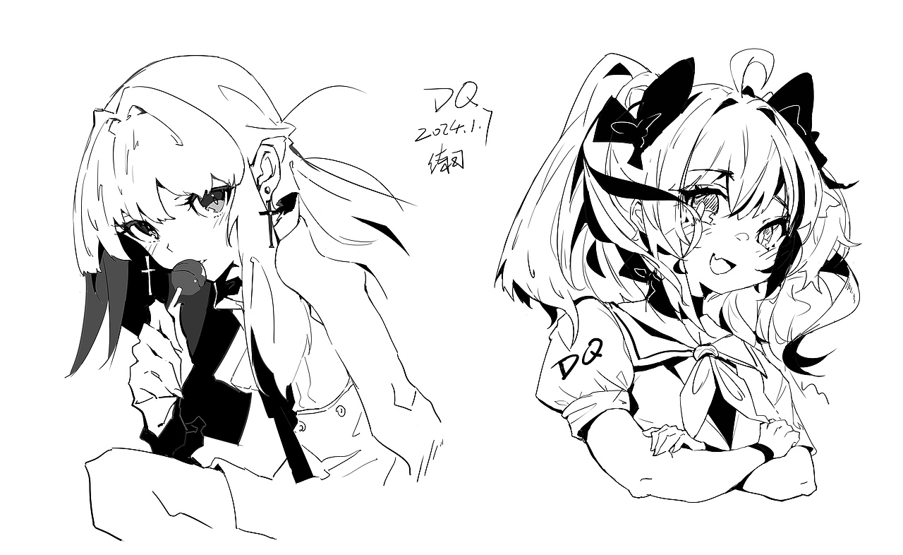 DQ二次元美少女速写（图ZMzk0Mzg0MzEy） - 绘画 - 站酷设计师DQrabbit原创素材 - 站酷ZCOOL