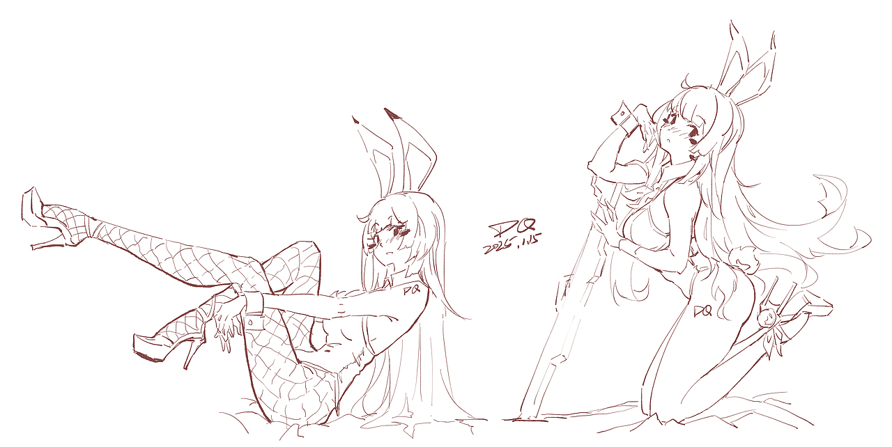 DQ二次元美少女速写（图ZMzk0Mzg0MzIw） - 绘画 - 站酷设计师DQrabbit原创素材 - 站酷ZCOOL