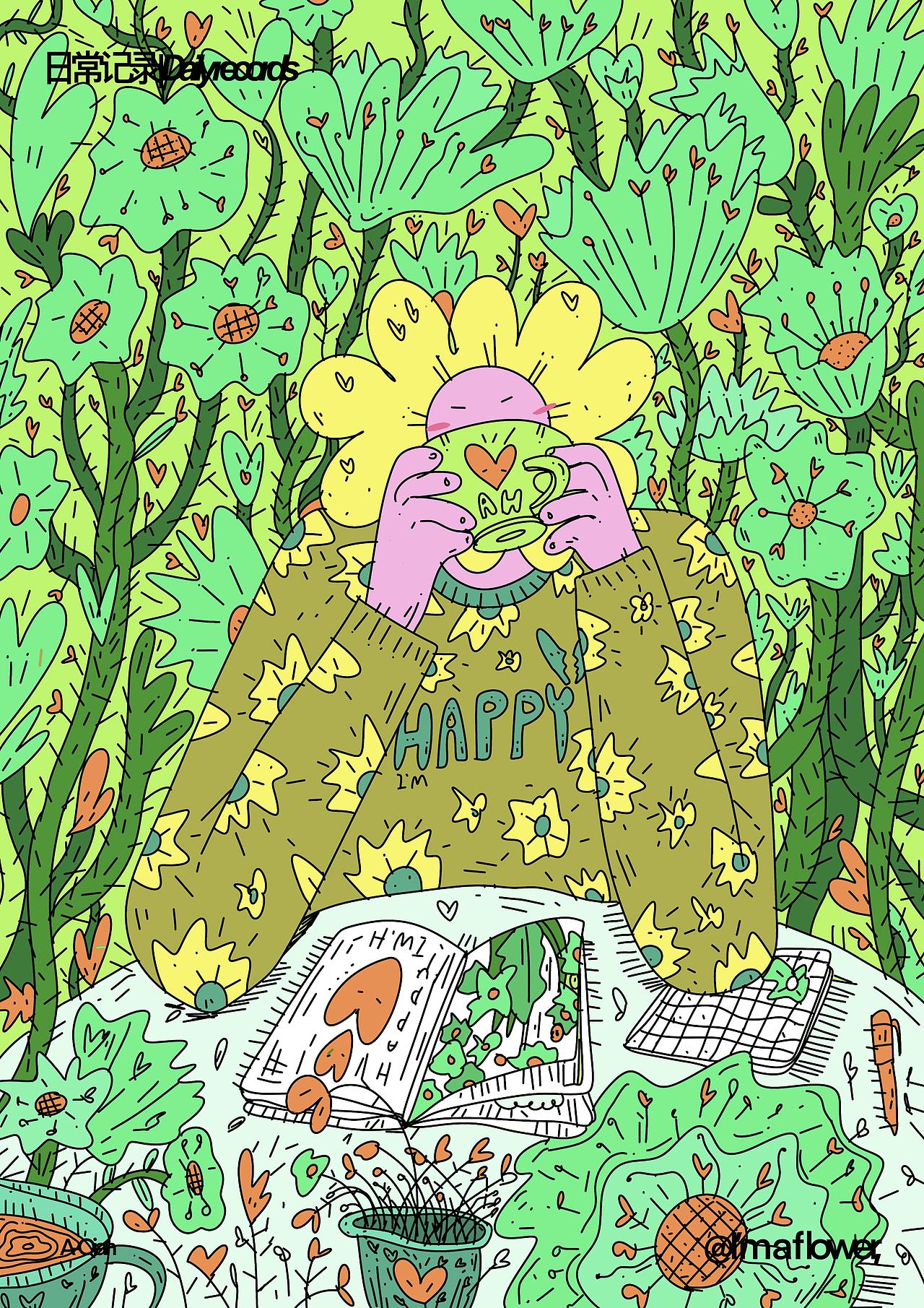 阿花系列04（图ZMzk0Mzg1MTI4） - 新锐潮流插画 - 站酷设计师阿迁原创素材 - 站酷ZCOOL