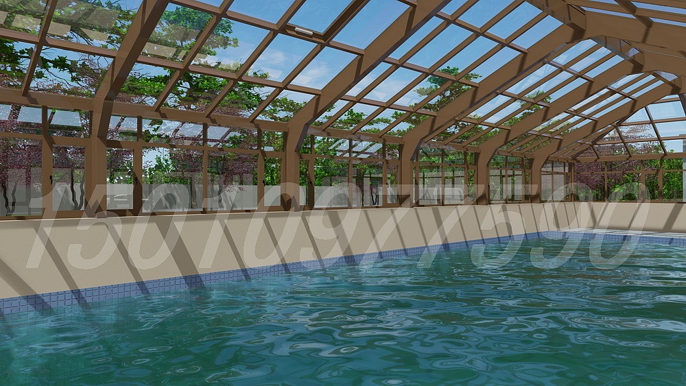 钢铝结构泳池阳光房设计效果图