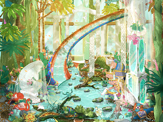 幻想系列2/100｜《绿意停驻》｜原创叙事插画