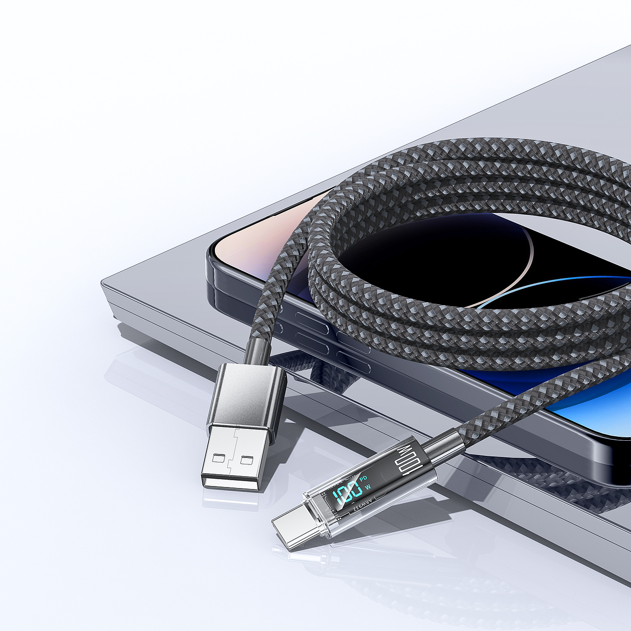 透明漸變數(shù)顯-快充數(shù)據(jù)線（圖ZMzk0NDI0OTQ0） - 產(chǎn)品 - 站酷設(shè)計師我要五顏六色的嘿原創(chuàng)素材 - 站酷ZCOOL