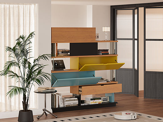 翻盖抽屉双色柜