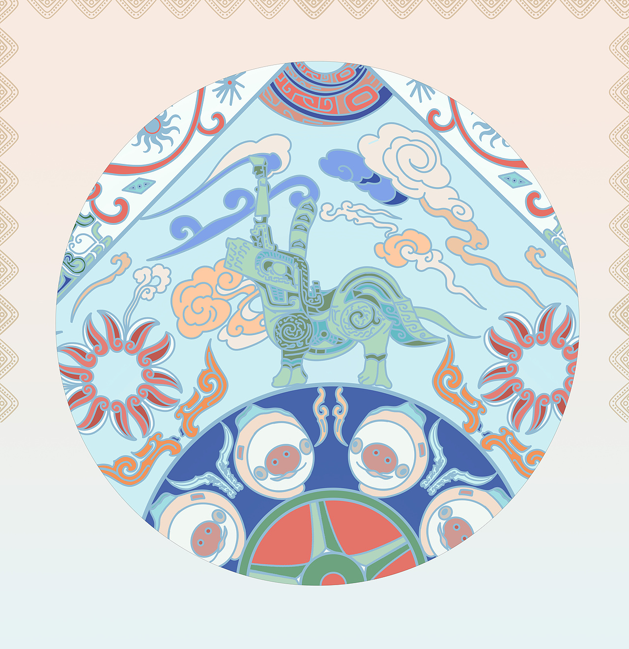 古蜀回响：三星堆主题插画设计