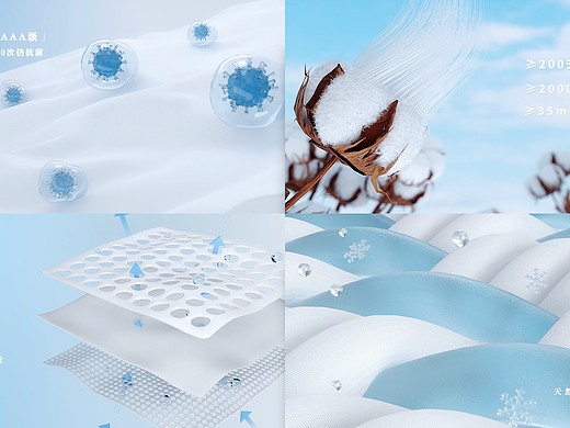 凉感抑菌面料 C4D布料 编织动画三维呈现