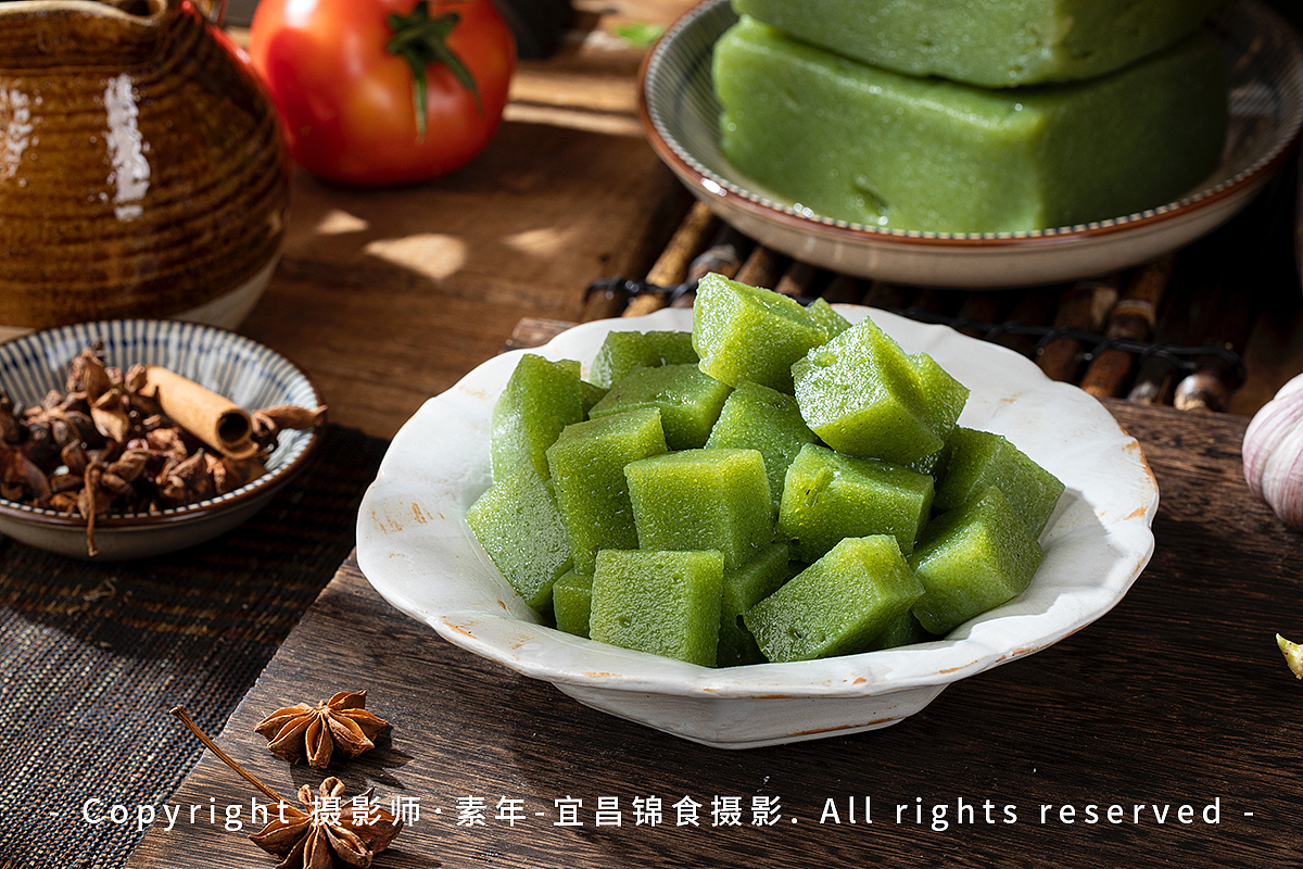 魔芋豆腐农家场景拍摄/凉拌魔芋/创新蔬果魔芋豆腐