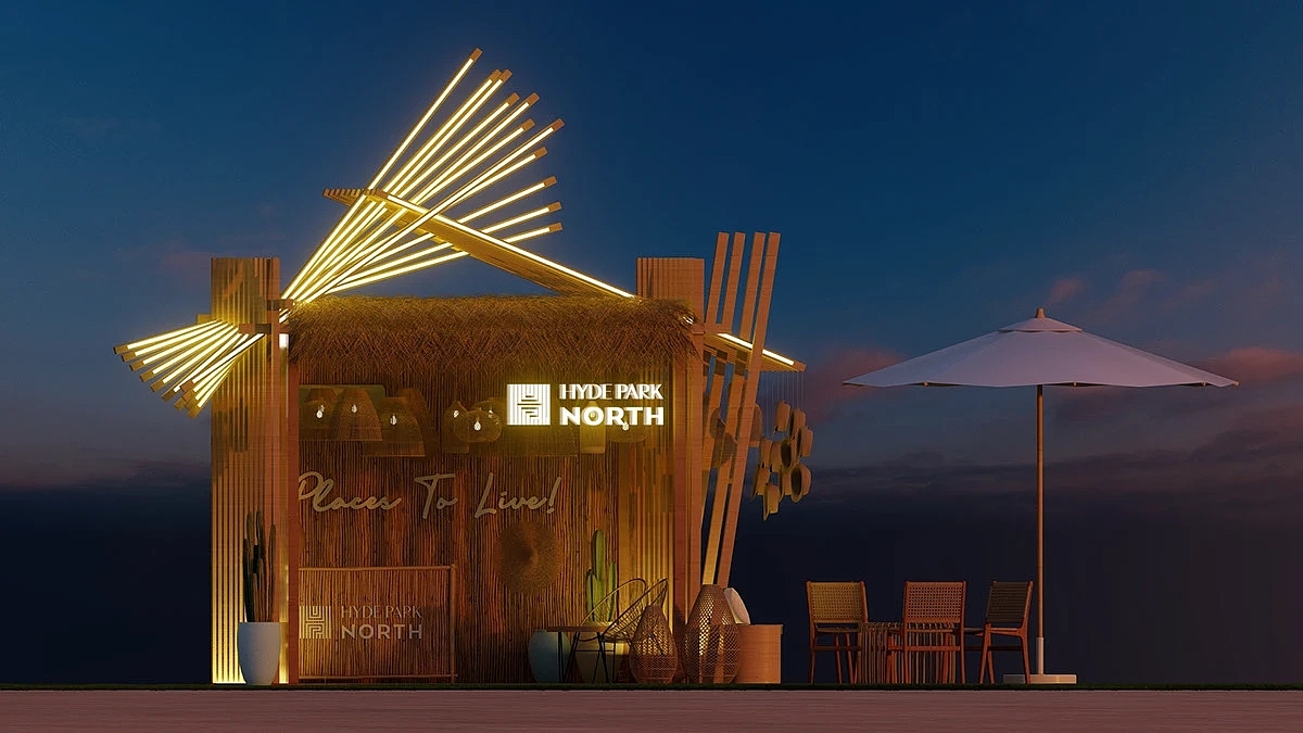 海边草屋美陈 超有氛围的户外露营网红打卡地展陈设计