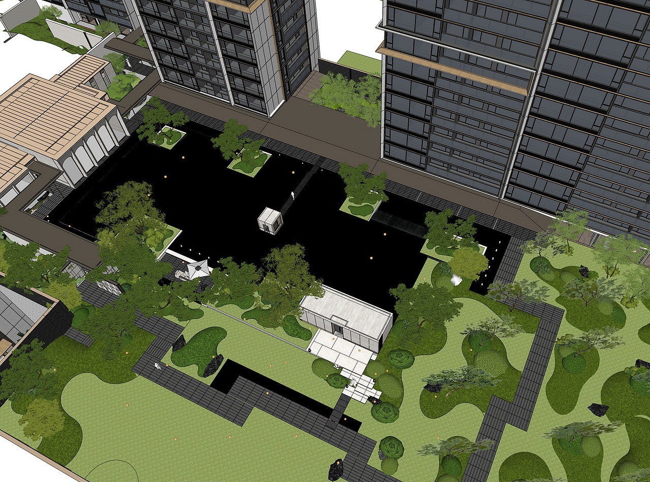 兴耀下沙中庭景观SU模型下载