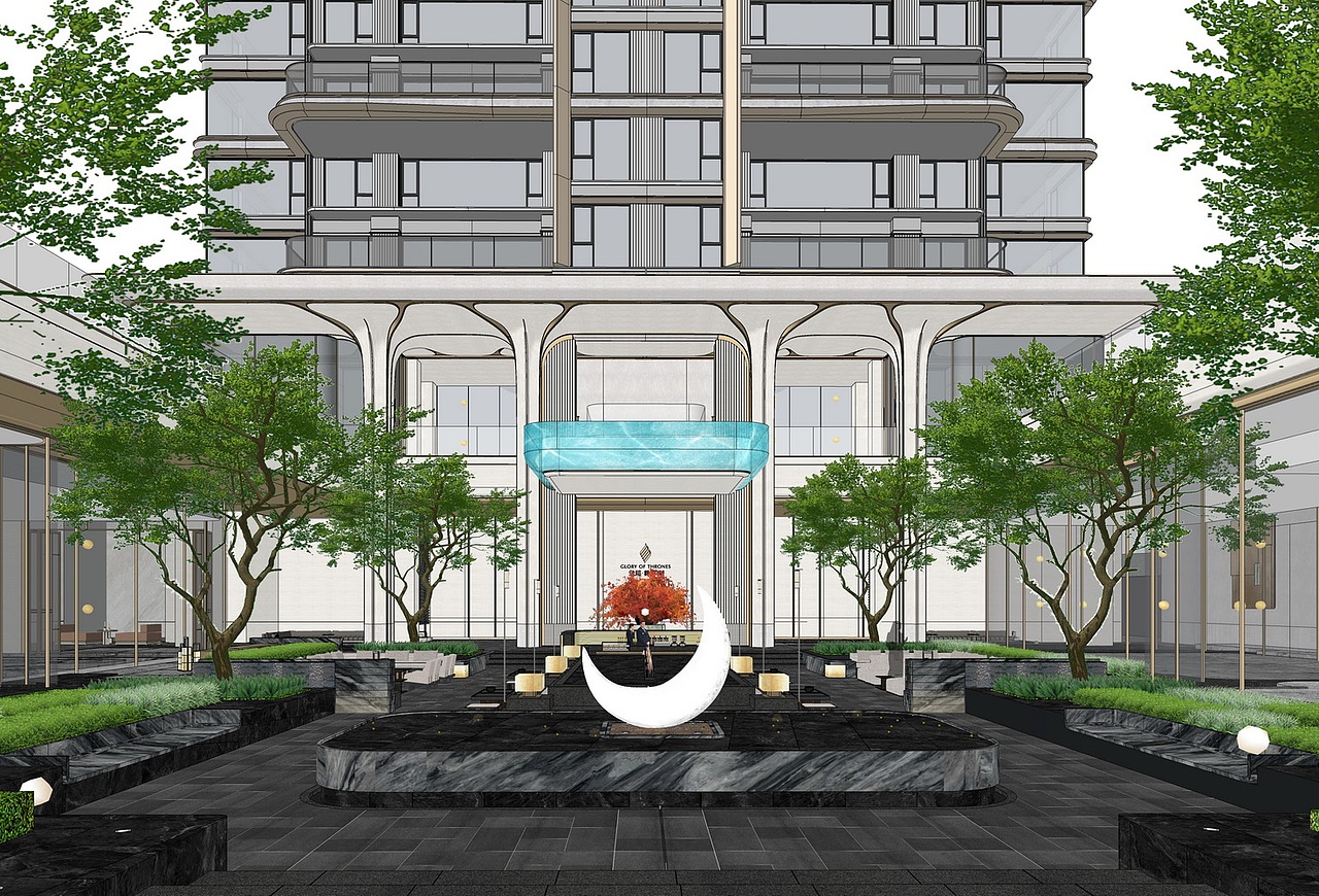 重庆龙湖御湖境示范区景观SU模型下载