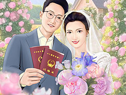 唯美手绘结婚照来啦