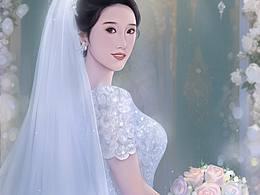 给客户画的婚纱照插画
